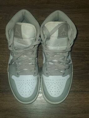 Jordan-Nike Mid-Top Sneakers in Light Gray and White